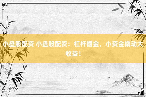 小盘股配资 小盘股配资：杠杆掘金，小资金撬动大收益！