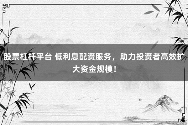 股票杠杆平台 低利息配资服务，助力投资者高效扩大资金规模！