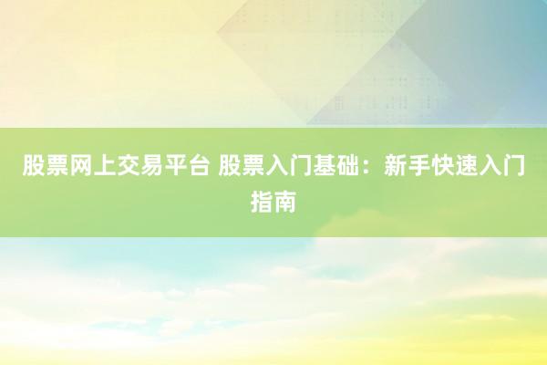 股票网上交易平台 股票入门基础：新手快速入门指南