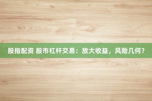股指配资 股市杠杆交易：放大收益，风险几何？