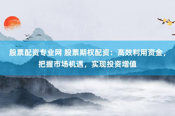 股票配资专业网 股票期权配资：高效利用资金，把握市场机遇，实现投资增值